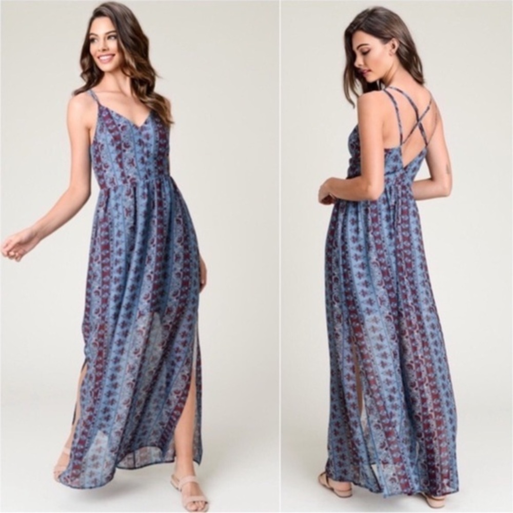 •HOST PICK•Stunning Spaghetti Strap Paisley Print Women’s Summer Maxi Dress